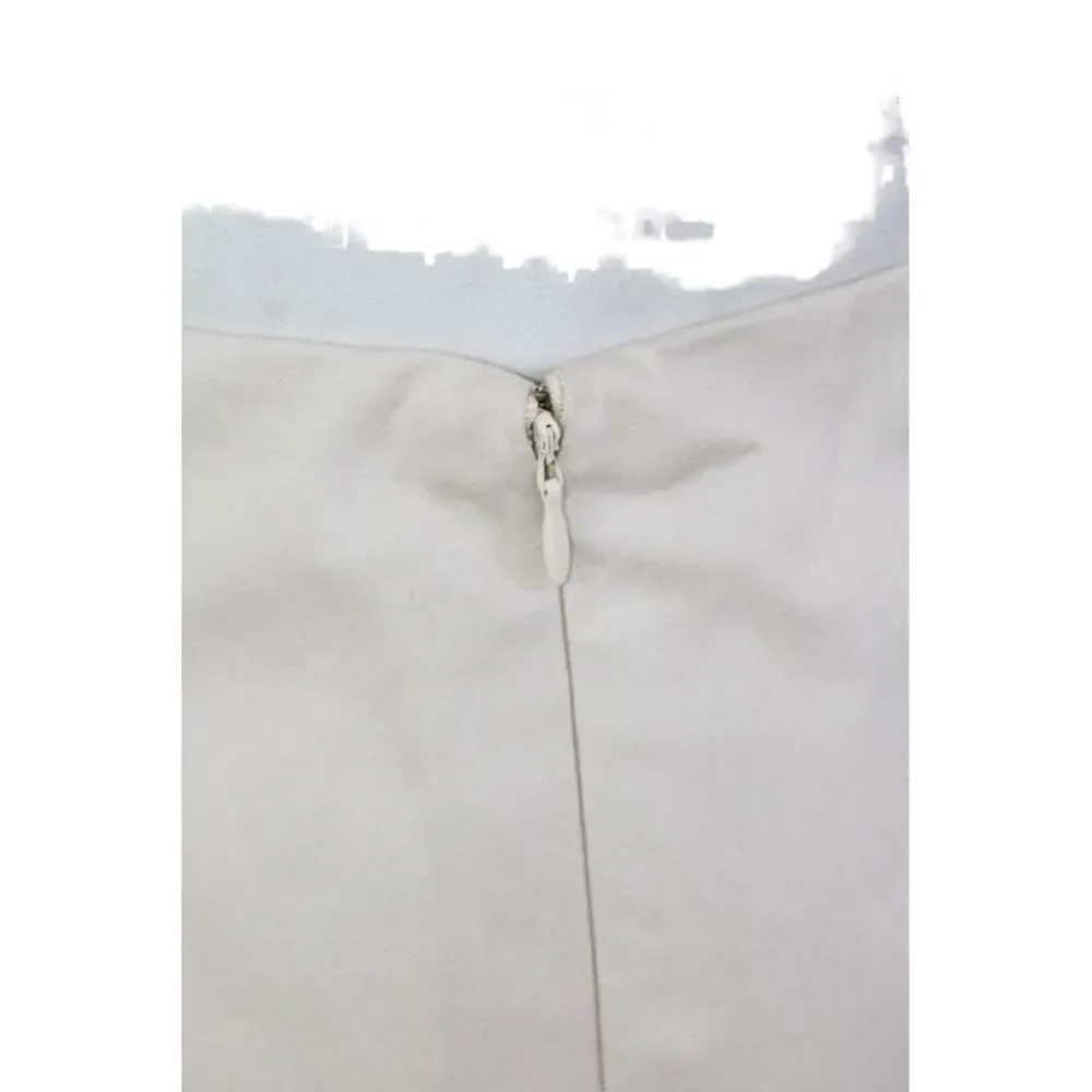 Etcetera Womens Beaded Detail Zip Up Knee Length Skirt Beatnik White Size 8